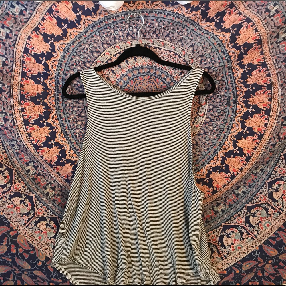 Striped tank w/ twisted back detail